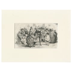 Elegante Lithographie von Achille Devéria aus dem frühen 19. Jahrhundert - Ballsaal-Szene