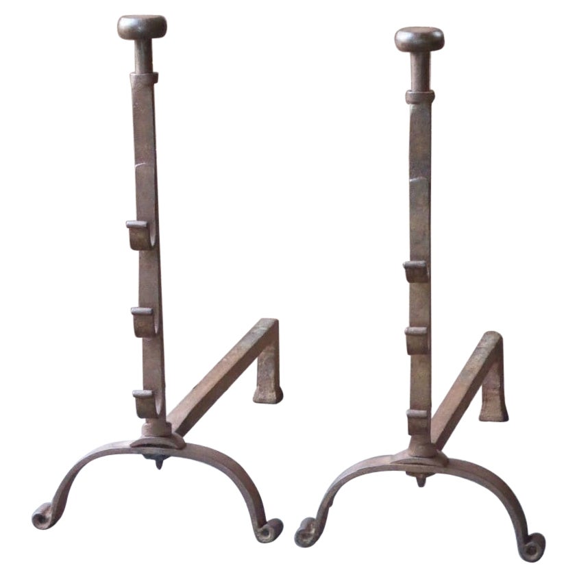 Andirons ou brûleurs d'époque Napoléon III forgés à la main
