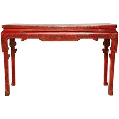Chinese Red Lacquered Alter Table