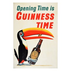 Original-Vintage-Werbeplakat für Getränke, „Toucan Opening Time Is Guinness Time“, Guinness Time