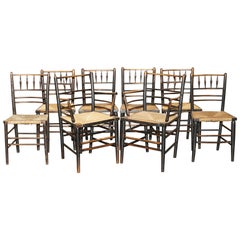 OCHO SILLAS DE COMEDOR ORIGINALES VICTORIANAS ANTIGUAS WILLIAM MORRIS PHILIP WEBB SUSSEX