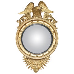 ANTiQUE REGENCY CIR 1820 ALBAN VOKINS GOLD GILTWOOD CONVEX BULLSEYE EAGLE MIRROR
