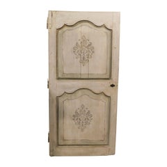 Antique Lacquered and painted wooden door with baroque geometric shapes, Italy