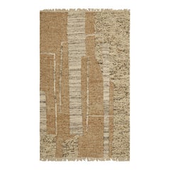 Tapis & Kilim's Abstract Flatweave in Beige-Brown with Geometric Patterns (tissage plat abstrait en beige et brun avec des motifs géométriques)