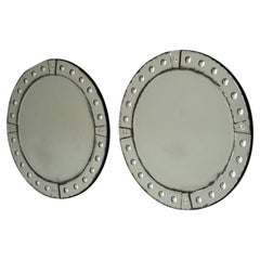 Art Deco Style, Venetian Circular Wall Mirrors, Antiqued Beveled Glass, 21st C.