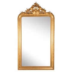 Très grand miroir en bois doré français du 19e siècle
