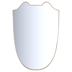 Shield Shape Brass Frame Wall Mirror No. 05, Italy 1970s