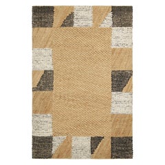 Rug & Kilim: trama piatta astratta in campo aperto beige con bordo geometrico