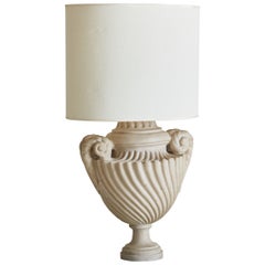 French Neoclassical Table Lamp with Shade, 1940s