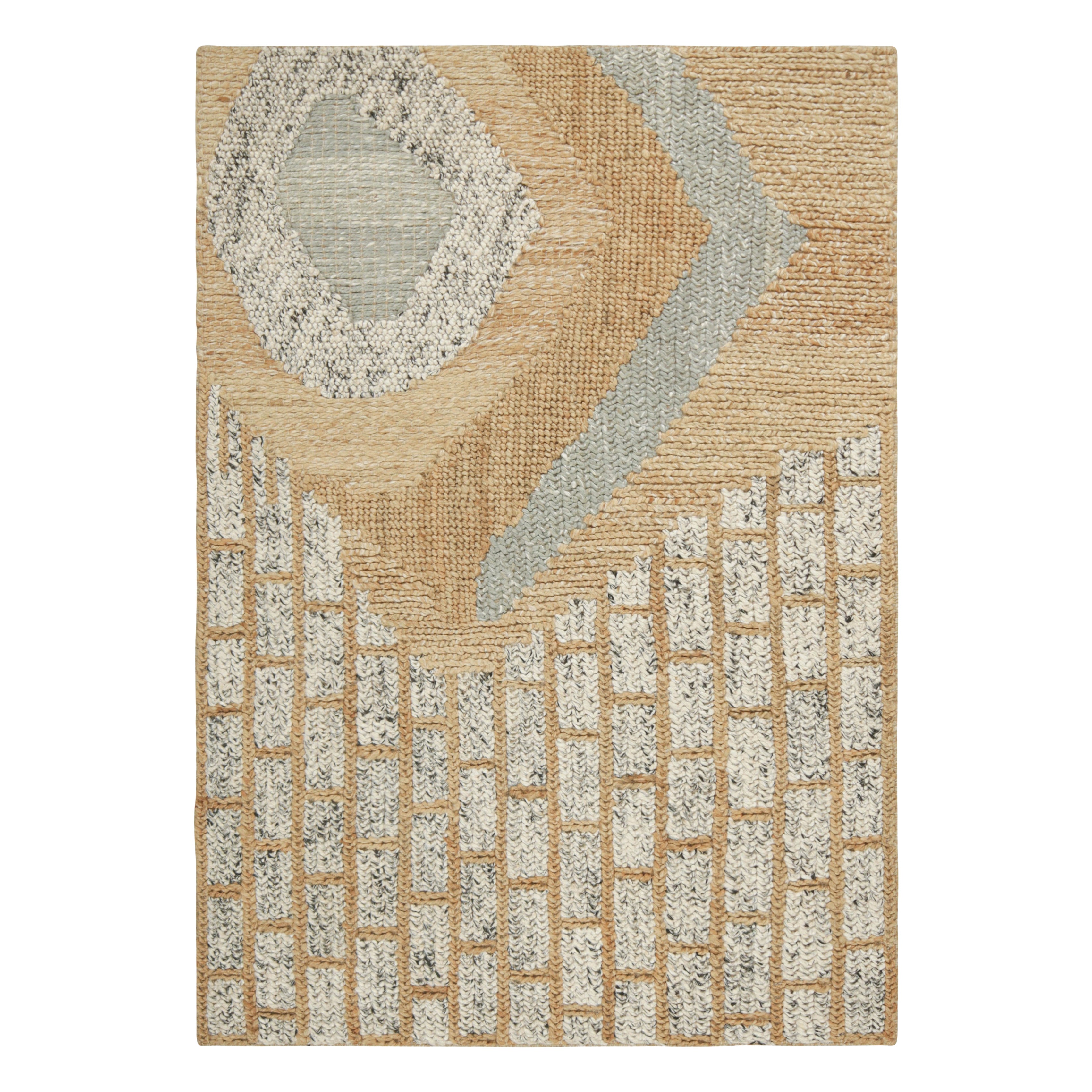 Rug & Kilim’s Abstract Flatweave in Beige, Gray and White Geometric Patterns