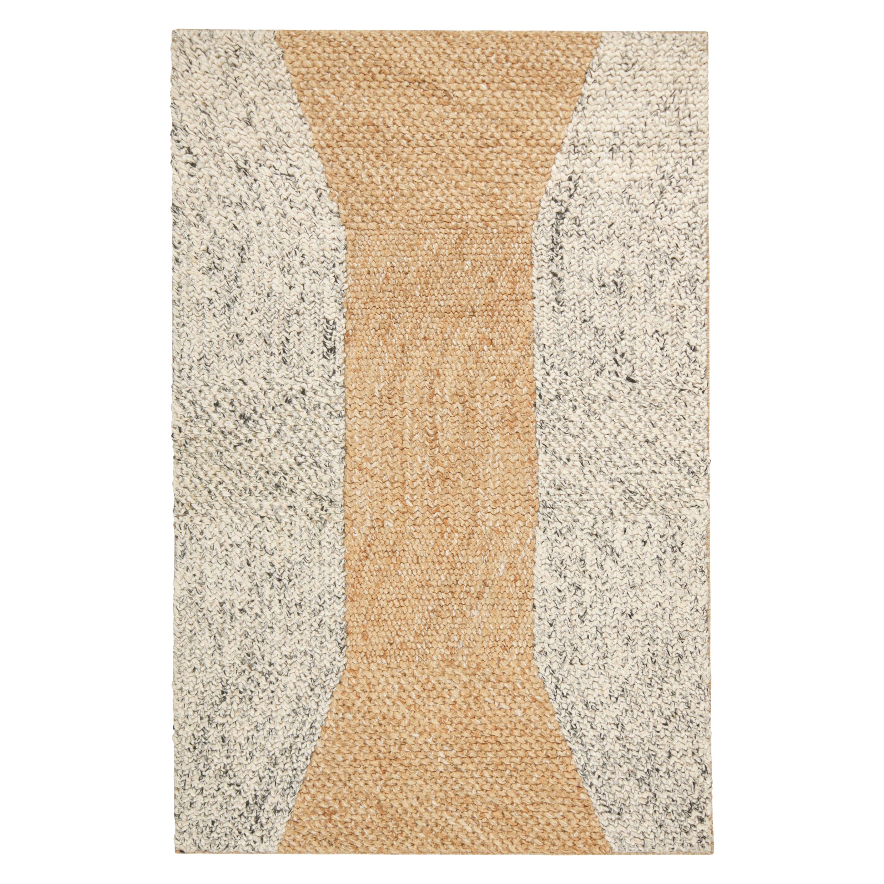 Rug & Kilim’s Abstract Flatweave in Beige-Brown and White Geometric Patterns
