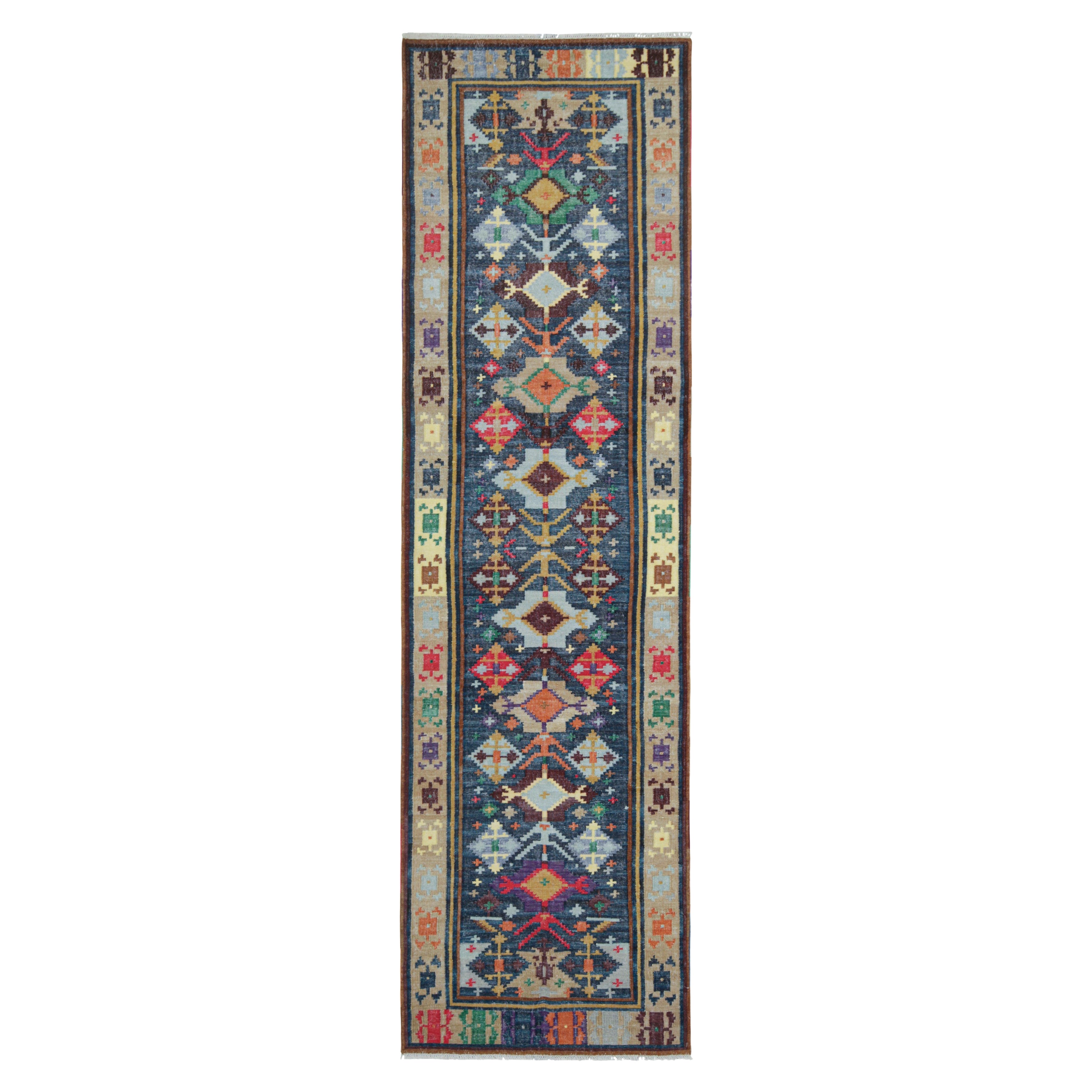 Dhurrie-Läufer von Rug & Kilim mit bunten geometrischen Mustern im Angebot