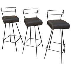 Mid-Century Modern Wrought Iron Swivel Bar Stools in the Style of Tony Paul 9