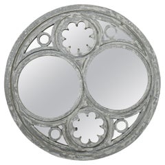 French Vintage Architectural Round Mirror