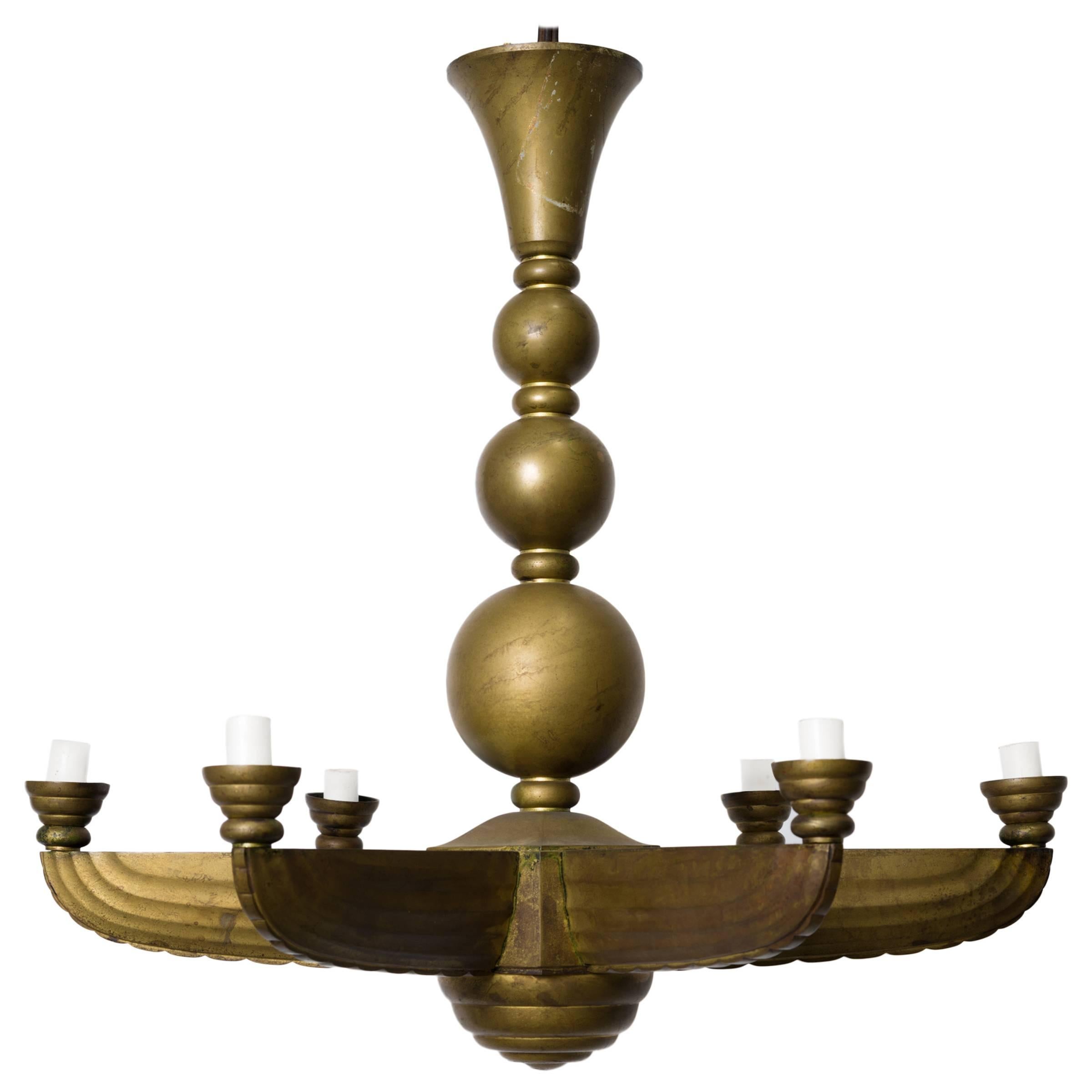 French Bronze Ball Chandelier For Sale at 1stDibs