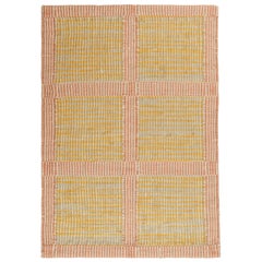 Échantillon de tapis tissé plat personnalisé de Rug & Kilim avec motif géométrique jaune et rose