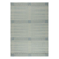 Rug & Kilim’s Modern Flatweave Rug in Blue and Cream with Geometric Patterns