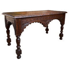 Antique French Bench Stool Gothic Renaissance Coffee Table Carved Oak c1890