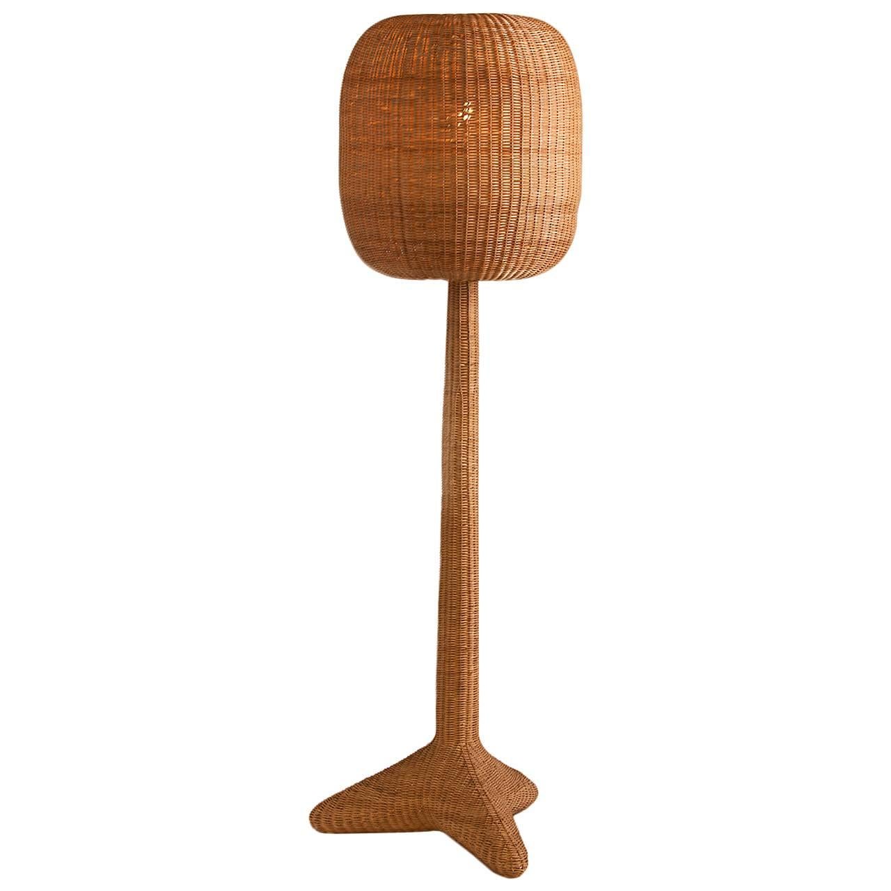 French MidCentury Woven Rattan Floor Lamp at 1stDibs rectangular