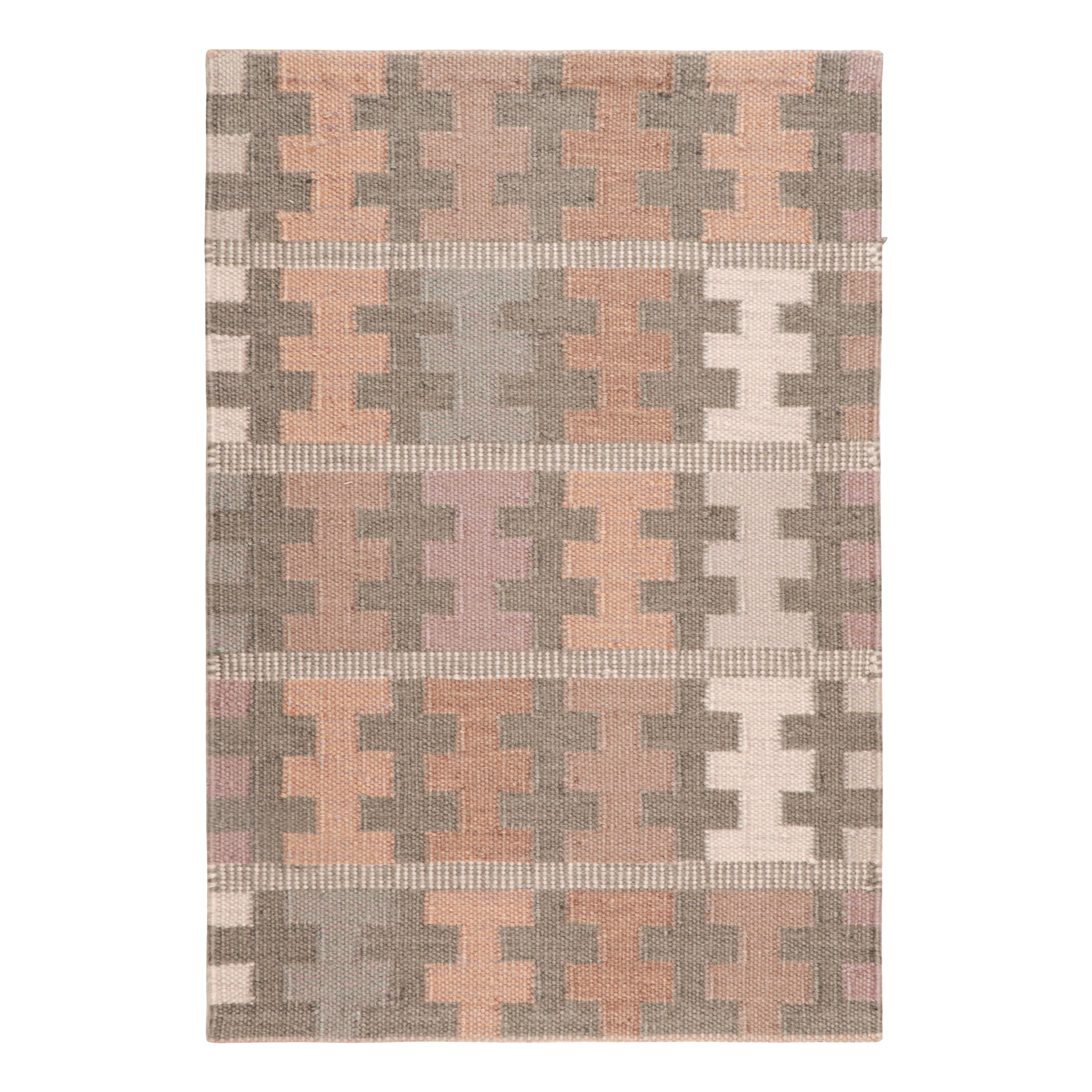Muestra de alfombra personalizada de estilo escandinavo de Rug & Kilim, motivo geométrico policromado