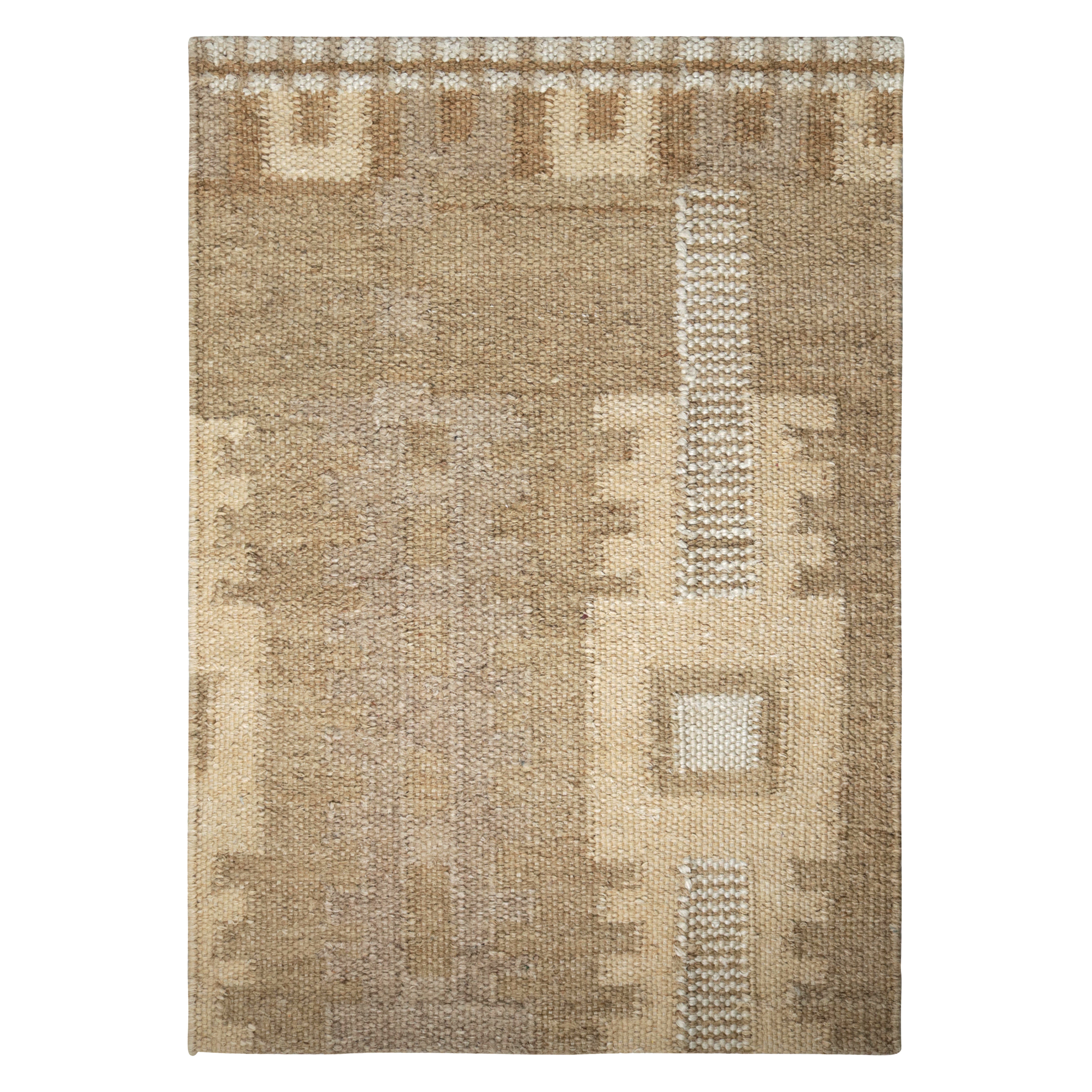 Muestra de alfombra personalizada de estilo escandinavo de Rug & Kilim, motivos geométricos beige