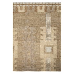 Rug & Kilim's Scandinavian Style Custom Rug Sample, Beige Geometric Patterns (échantillon de tapis personnalisé de style scandinave, motifs géométriques beiges)