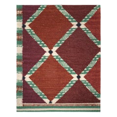 Rug & Kilim's Scandinavian Style Custom Rug Sample, Red with Geometric Patterns (échantillon de tapis sur mesure de style scandinave, rouge avec motifs géométriques)