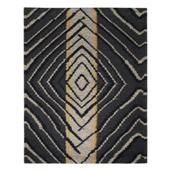 Rug & Kilim's Scandinavian Style Custom Rug Sample, Grau mit geometrischen Mustern