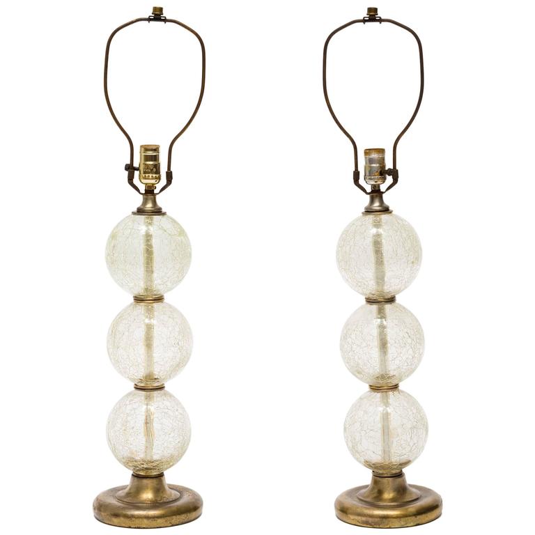 Pair Of 1950s Le Glass Ball Lamps For At 1stdibs Pair Of 1950s Le Glass Ball Lamps For