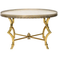 Brass Ram Hoof Table with Capiz Top