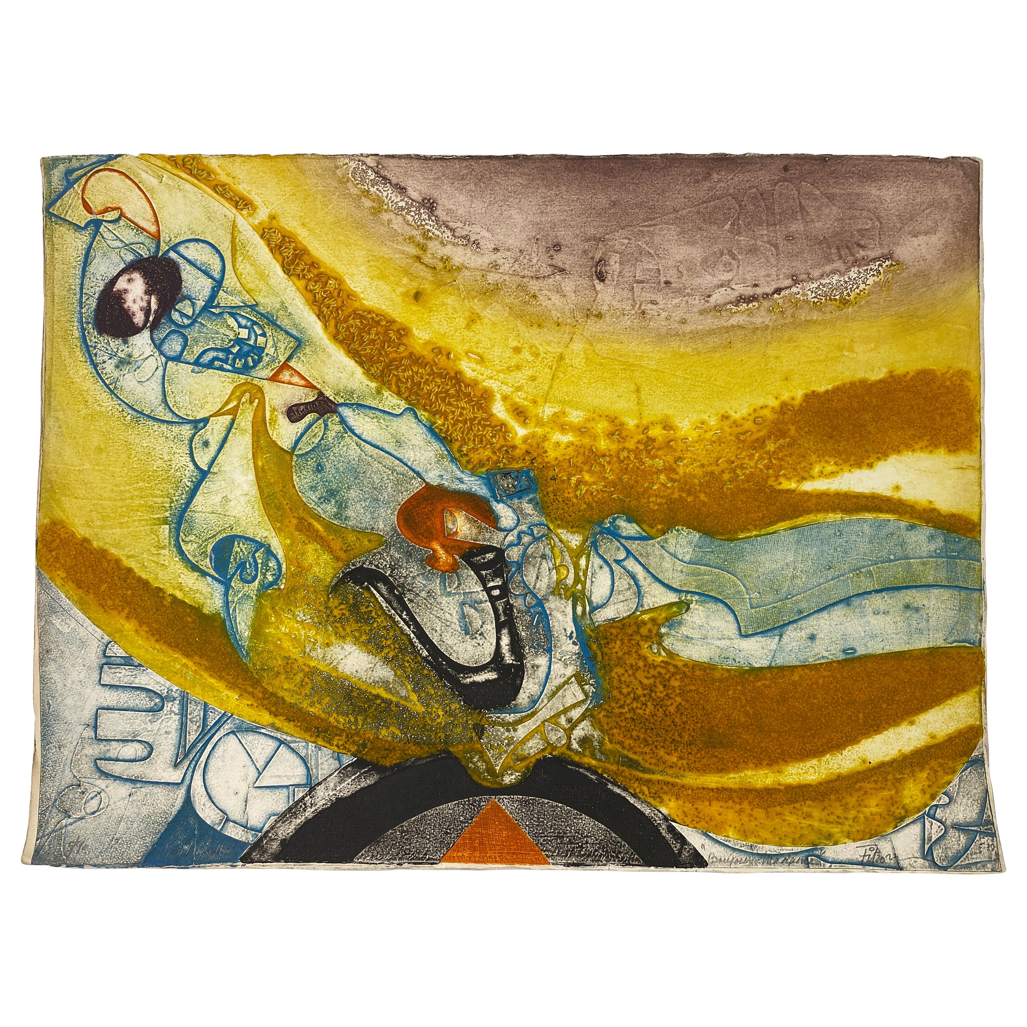 Contemporary Abstract Color Lithograph, Modern French Art Signed Fitzori