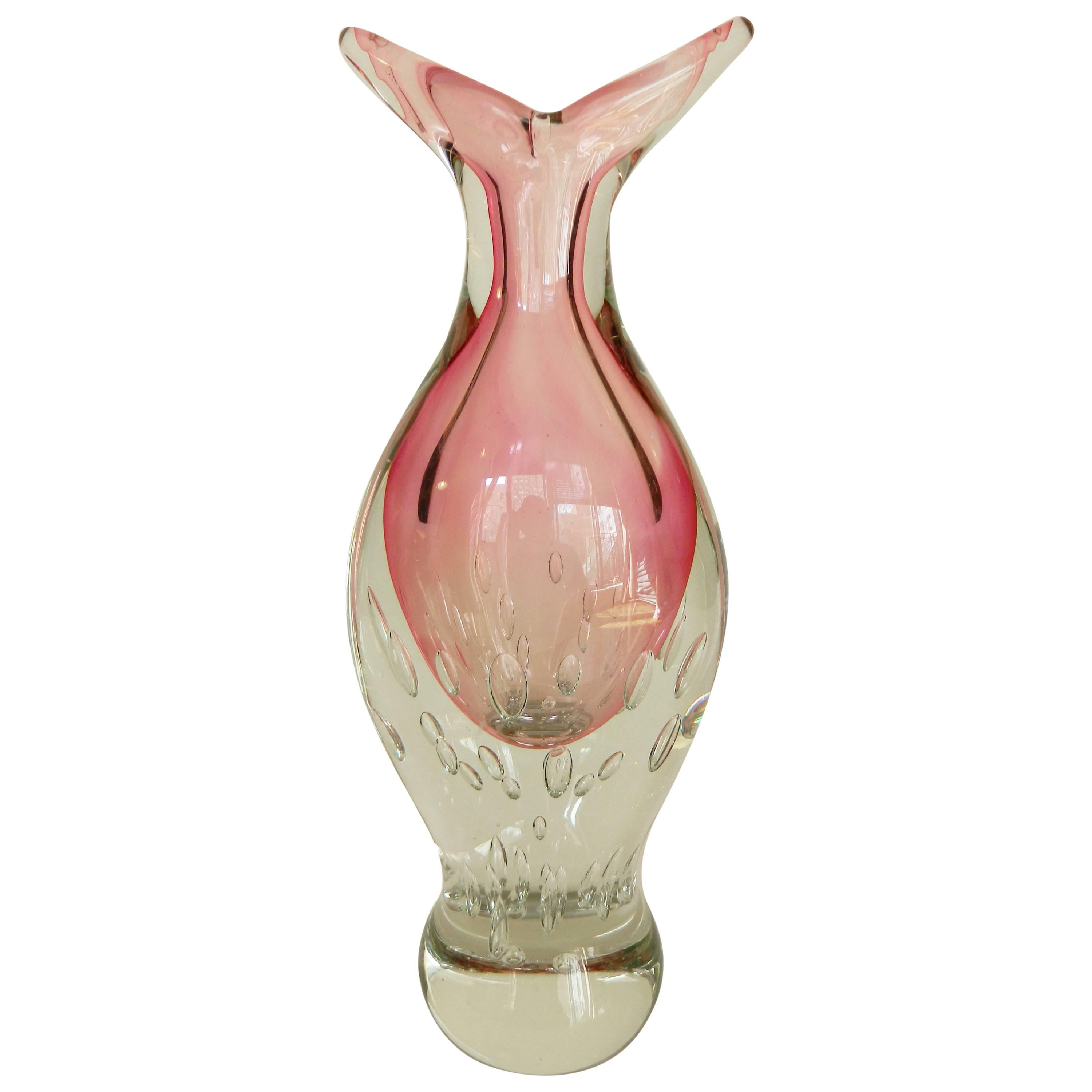 20th Century Italian Murano Pink Glass Vase For Sale