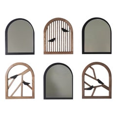 Artistic wood wall art decor & mirrors with handcrafted Birds & brass- set of 6