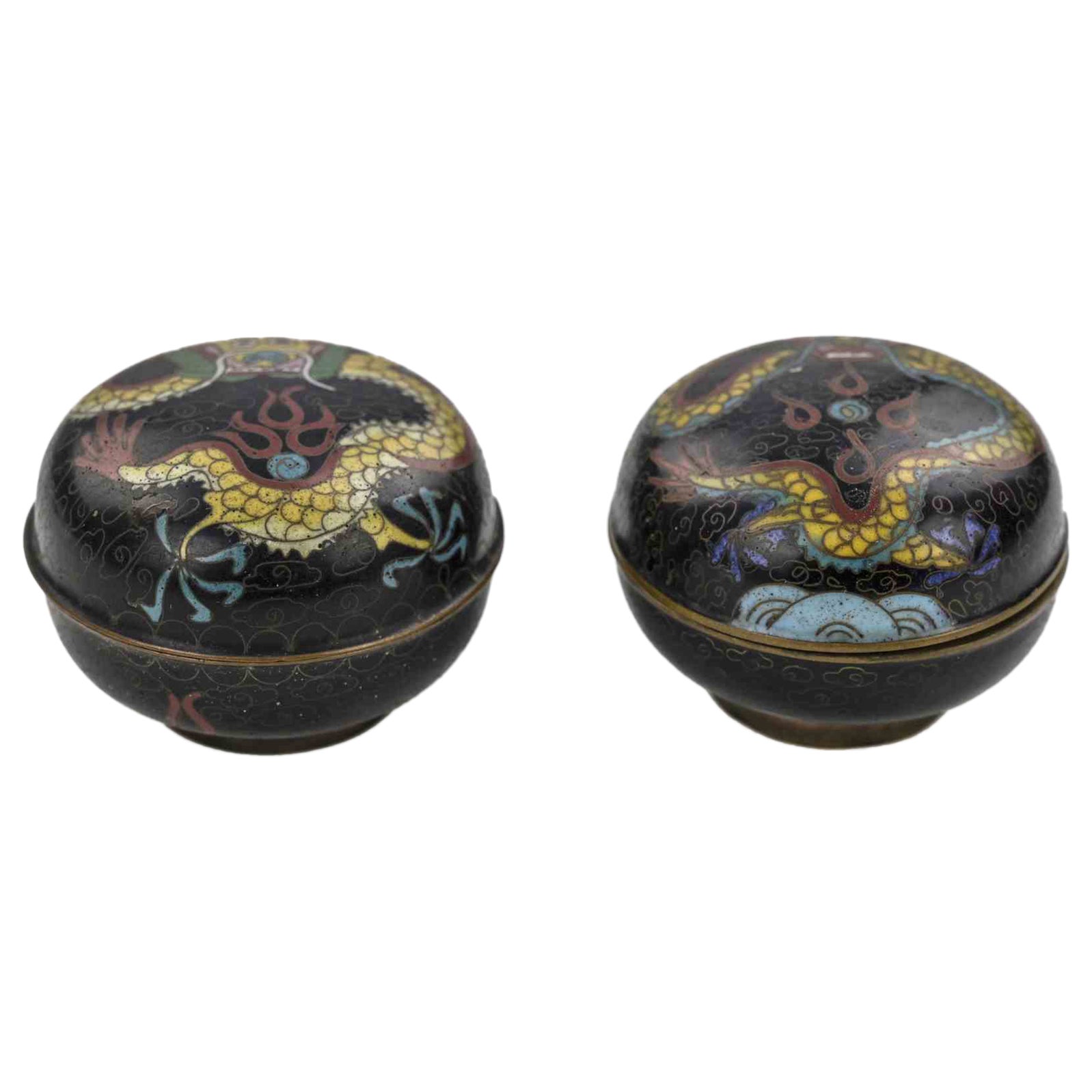 Pareja de cajas de metal chinas vintage, Italia, mediados del siglo XX