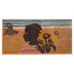 Vintage Boy with Sun Flower by Walter Williams