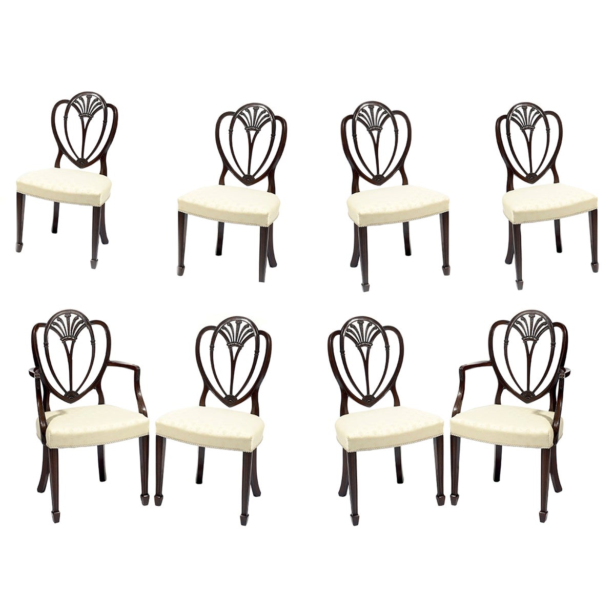 Early 19th Century Set of Eight Hepplewhite Dining Chairs