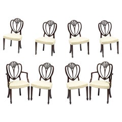 Ensemble de huit chaises de salle à manger Hepplewhite du début du 19e siècle