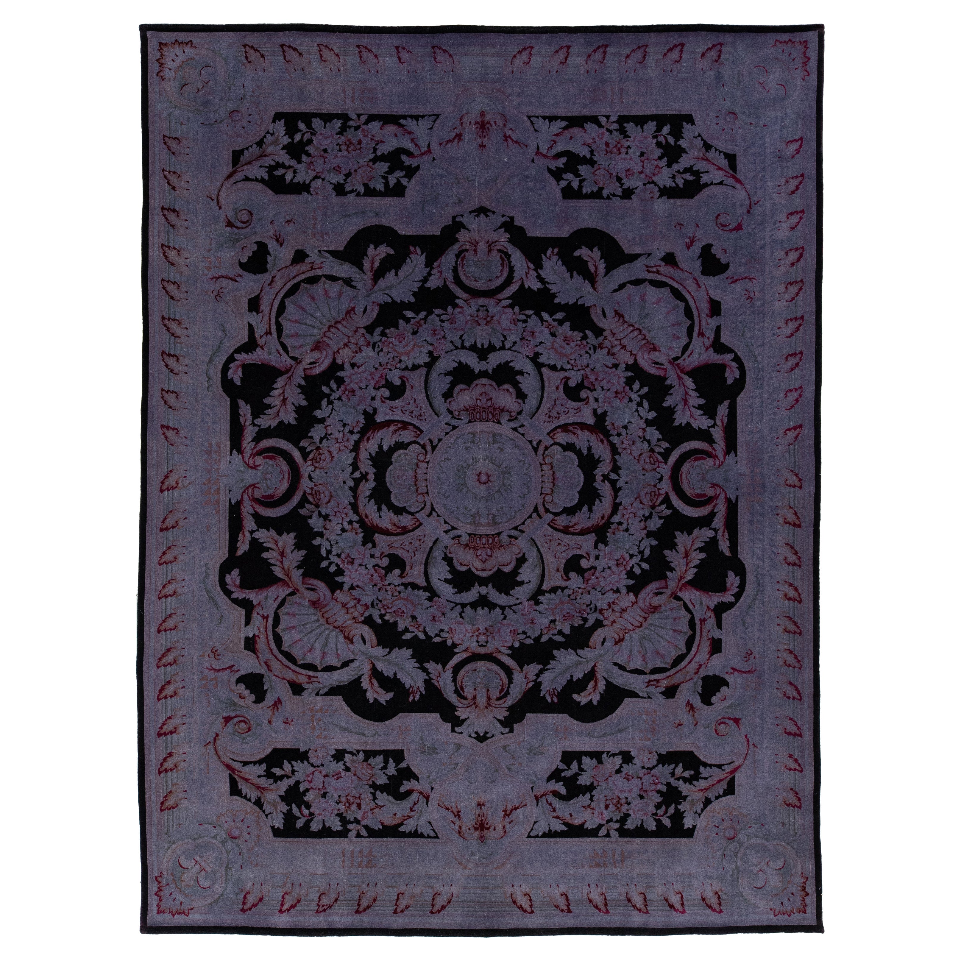 9 x 12 Designed Persian Overdyed Wool Rug In Light purple For Sale