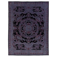 9 x 12 Designed Persian Overdyed Wool Rug In Light purple
