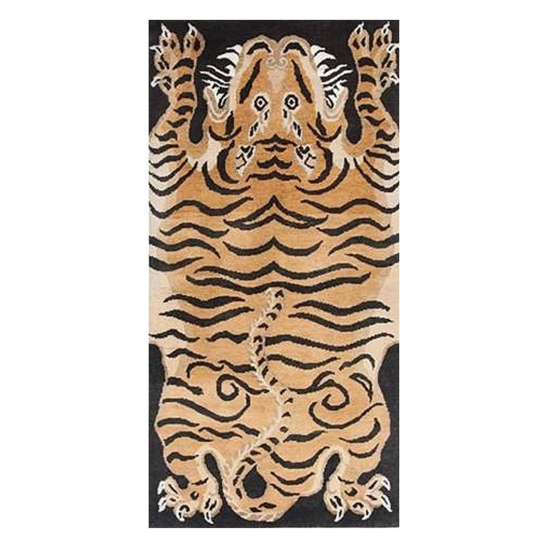 Djoharian Collection Tiger Rug Wool Hand Knotted Antique Tibetan Design