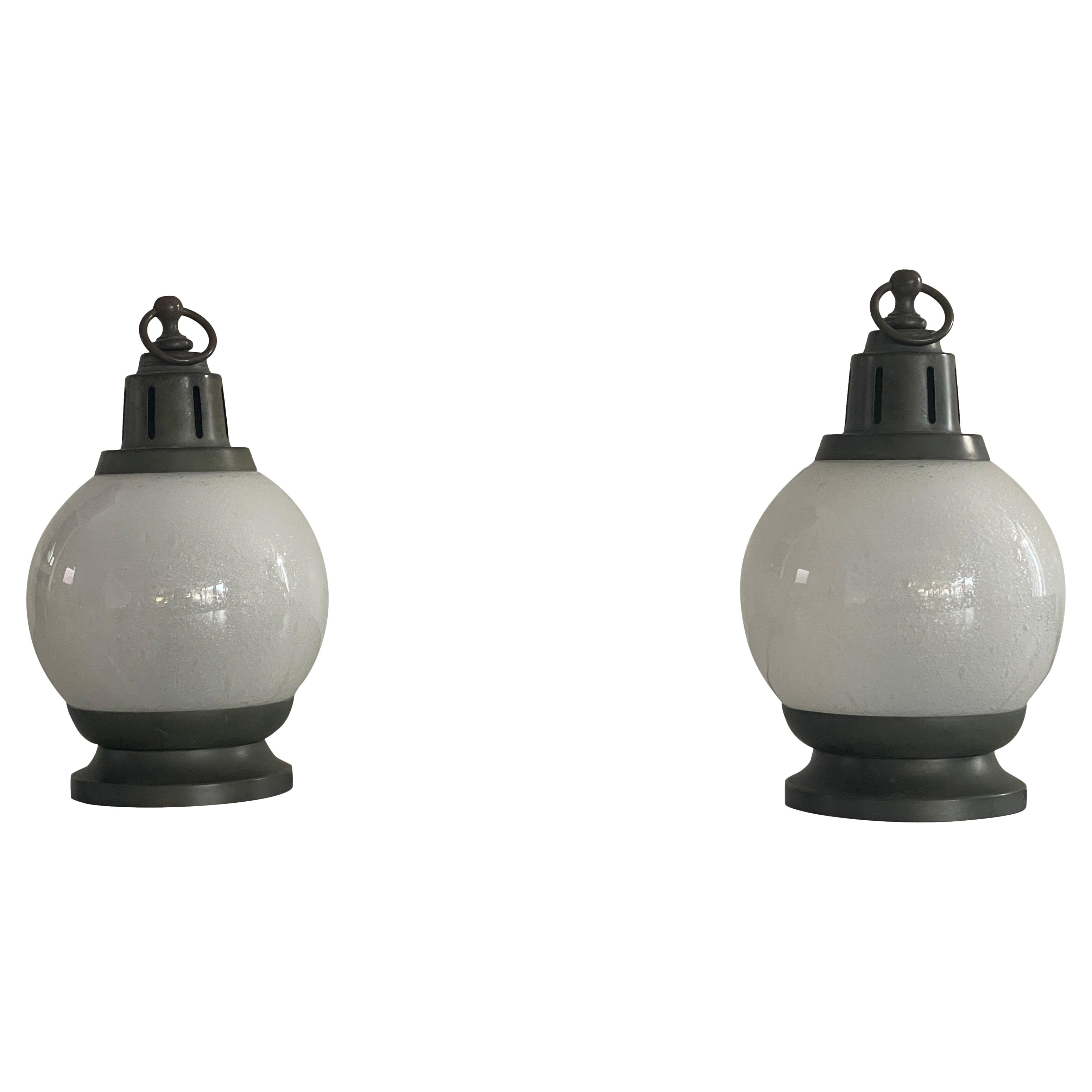 Air Bubble Glass Pair of Table Lamps by Azucena, 1960s, Italy