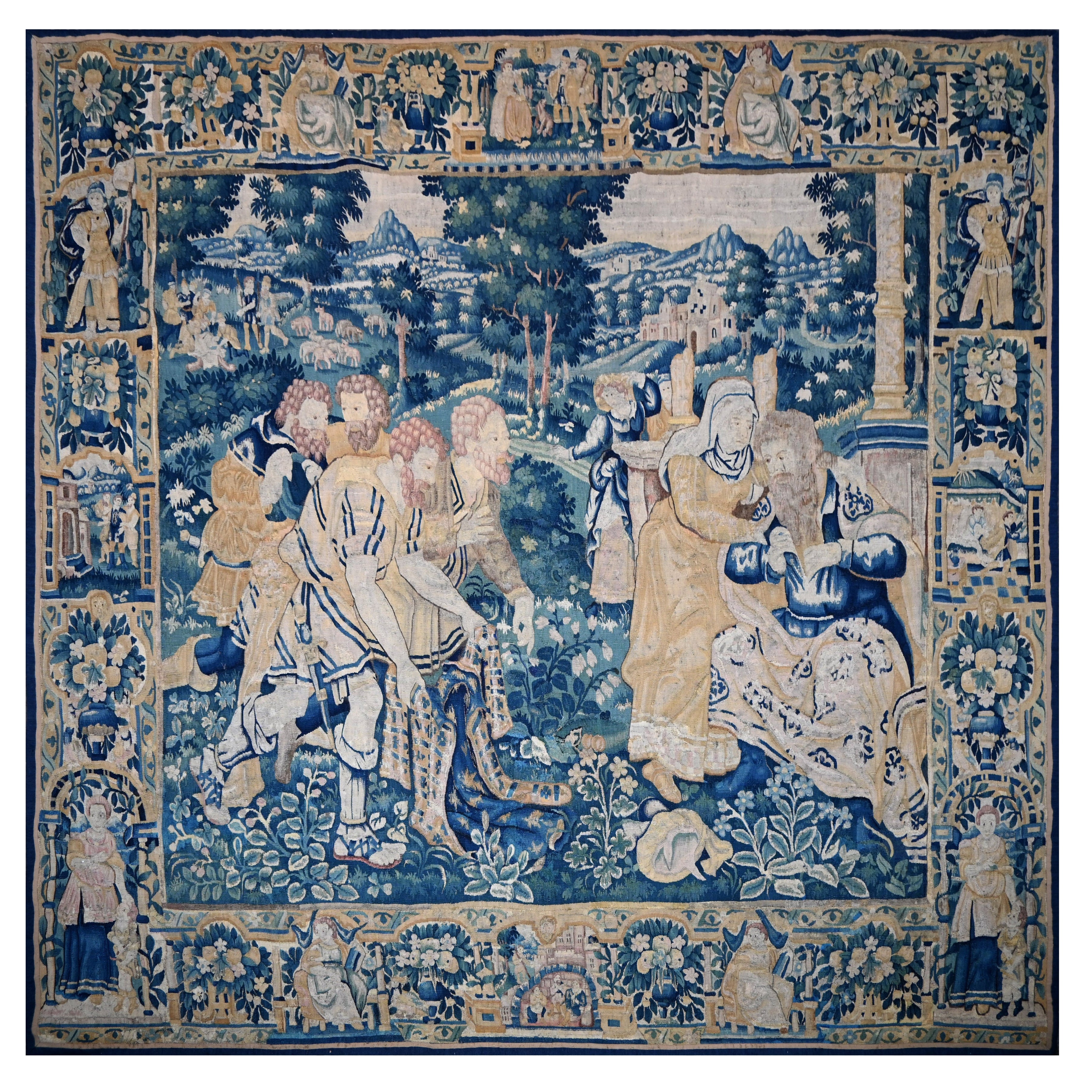 Jakob weint über Josephs Tunika, Antiker flämischer Wandteppich CIRCA 1600 - N° 1498 im Angebot