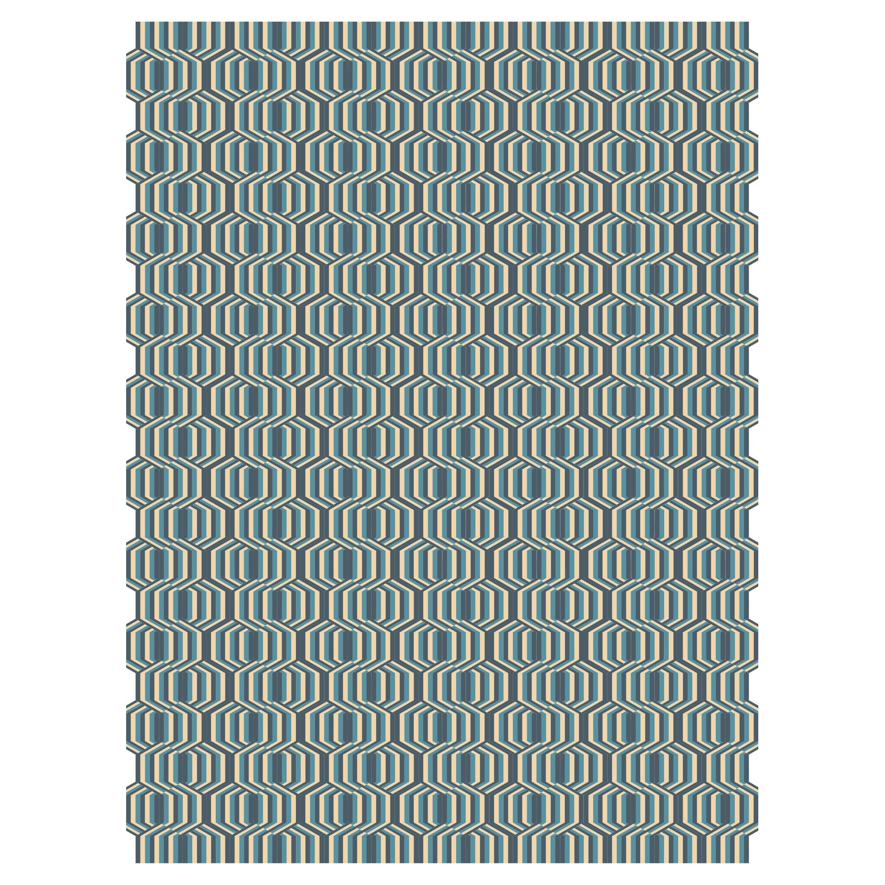 Modern Wool Custom Rug with Freestyle’s Crisp Graphic Pattern By Apadana