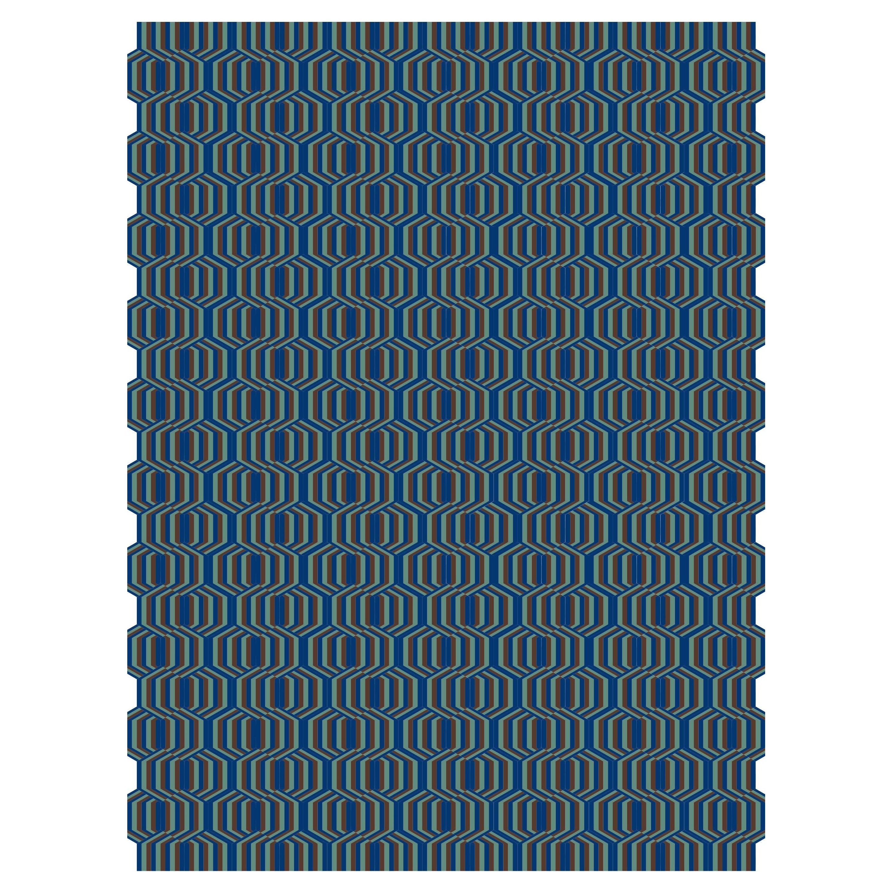 Modern Wool Custom Rug with Freestyle’s Crisp Graphic Pattern By Apadana For Sale