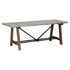 Early Oak and Marble Dining Table From France, Circa 1900
