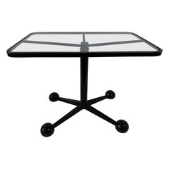 Mesa auxiliar de metal negro con inserción de cristal de Arredamenti Allegri (FIRMADA)