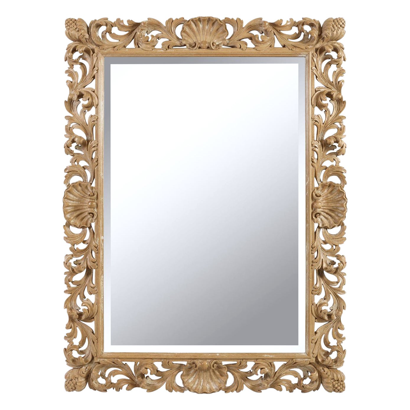 Bleached and Ornately Carved Shell Motif Mirror For Sale