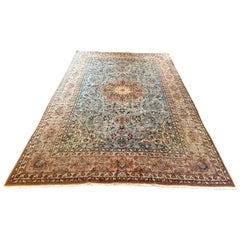 Mid 20th Century Persian Tabriz Hand Knotted Wool Room Size Carpet Rug 14x10.3