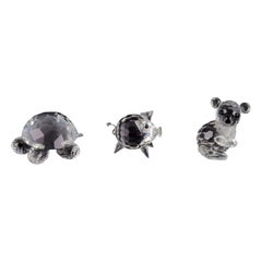 Swarovski, Austria. Three miniature figurines in faceted cut crystal glass