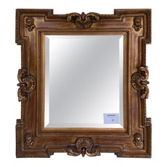 Neoclassical Carved Gold Gilt Giltwood Figural Mirror with Cherubs